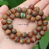 Natural Ancient Tibet Dzi Agate Brown/Green Round Space Beads