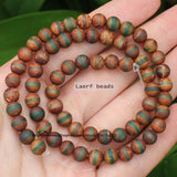 Natural Ancient Tibet Dzi Agate Brown/Green Round Space Beads