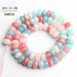 Angelite Rondelle Stone Beads Morganite Spacer Beads DIY Bracelet