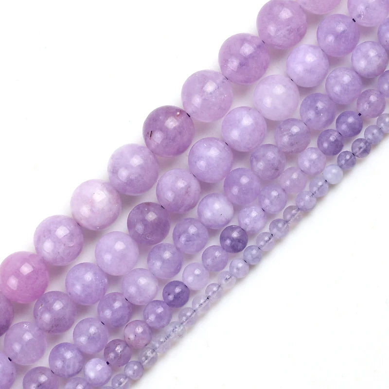 Angelite Stone Light Purple Round Beads 15'' Strand