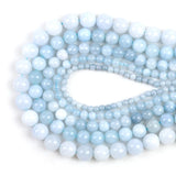 Angelite Stone Bicolor Smooth Round Spacer Bead 15''Strand