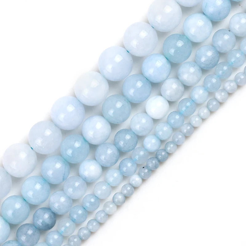 Angelite Stone Bicolor Smooth Round Spacer Bead 15''Strand