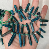 Apatite Stone Beads 15'' Crystal Point Shape DIY Loose Beads