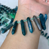 Apatite Stone Beads 15'' Crystal Point Shape DIY Loose Beads