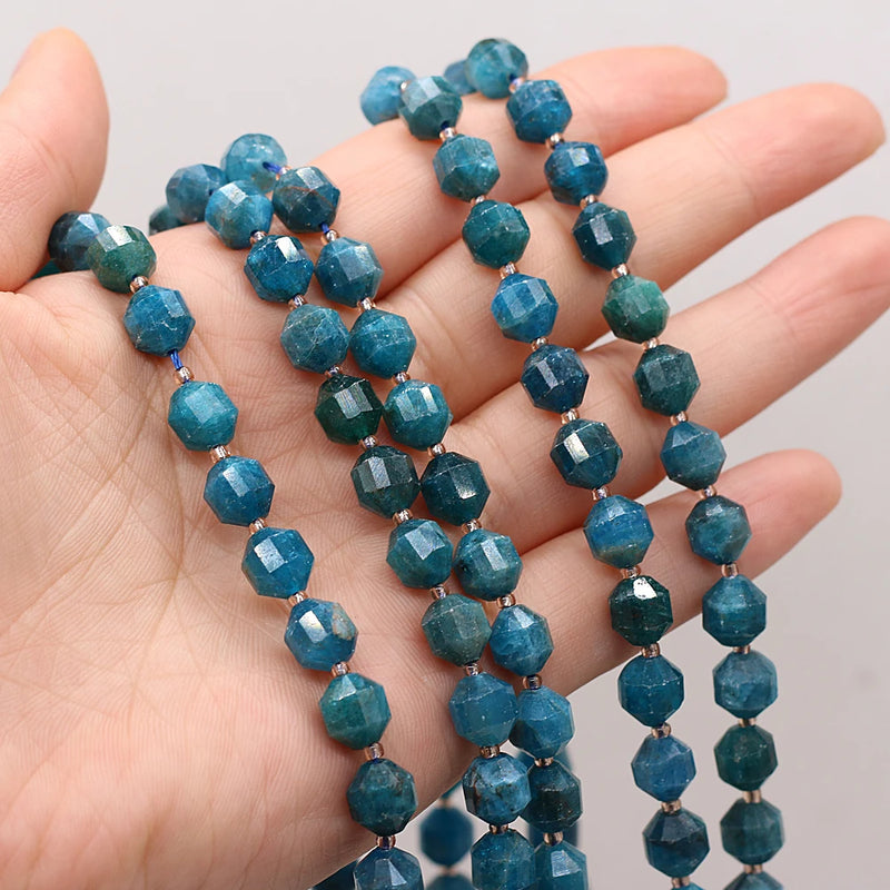 Apatite Stone Beads Roundle Faceted Loose Spacer Beads 8mm