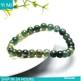 Green Aqua Grass Agate Stone Bracelet Beads Couples Charms Jewelry