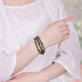 3-Circle Multi-Layer Aqua Grass Agate Bracelet for Women