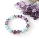Aquamarine Amethyst Crystal Bracelet 8mm Healing Gemstones