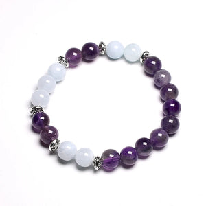 Aquamarine Amethyst Crystal Bracelet 8mm Healing Gemstones