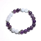 Aquamarine Amethyst Crystal Bracelet 8mm Healing Gemstones