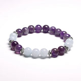 Aquamarine Amethyst Crystal Bracelet 8mm Healing Gemstones