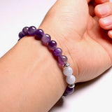 Aquamarine Amethyst Crystal Bracelet 8mm Healing Gemstones