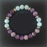 Aquamarine Amethyst Crystal Bracelet 8mm Healing Gemstones