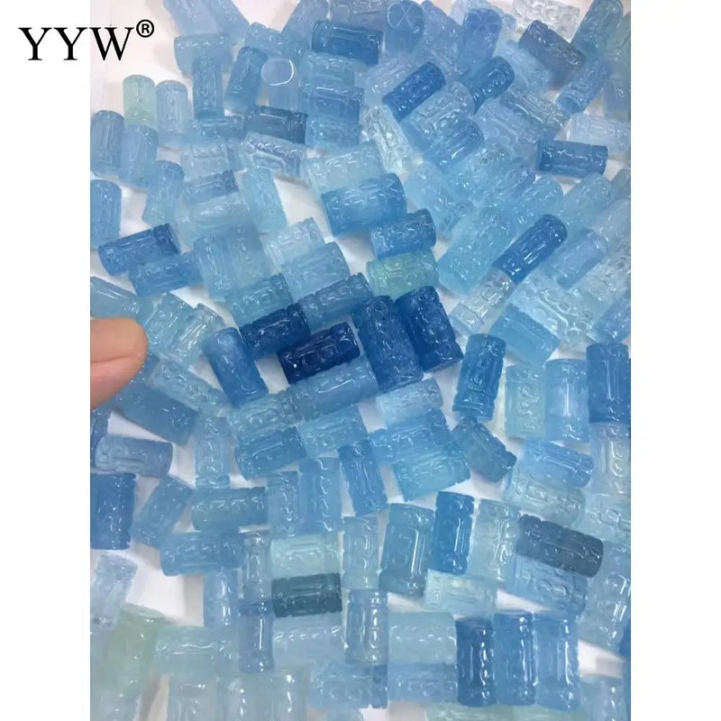 Aquamarine Beads Cylinder Pendant Necklace Bracelet Accessories
