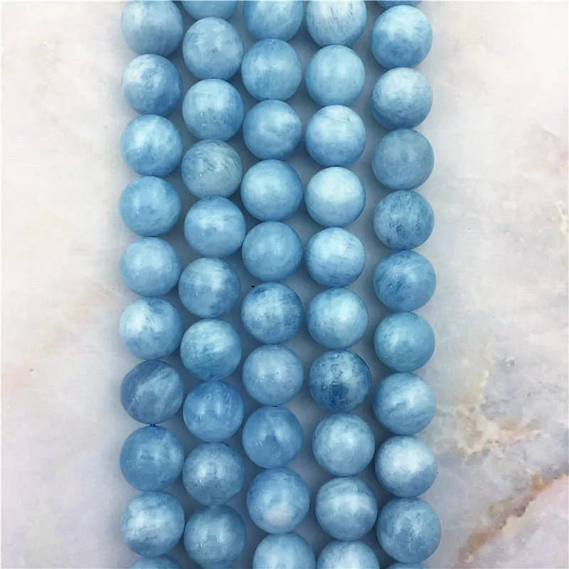 Natural Aquamarine Beads Stone 6-10mm Round Smooth Kunzite Gem