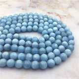 Natural Aquamarine Beads Stone 6-10mm Round Smooth Kunzite Gem