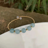 Aquamarine Bracelet Crystal Bangle Gem Stone Jewelry Healing