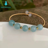 Aquamarine Bracelet Crystal Bangle Gem Stone Jewelry Healing