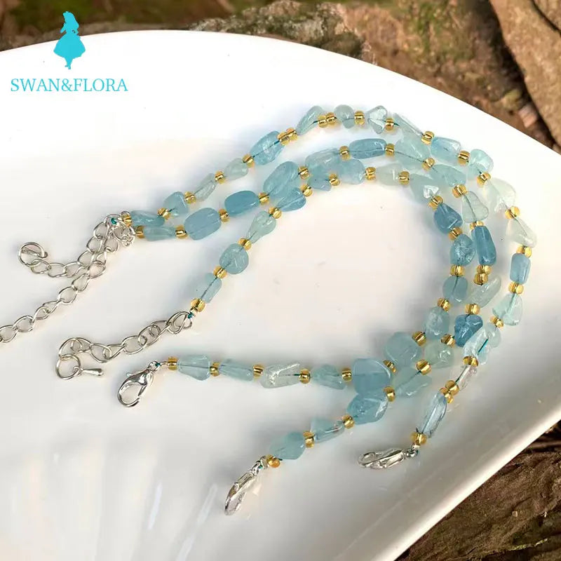 Natural Aquamarine Bracelet Beads Gemstone Jewelry Bracelets
