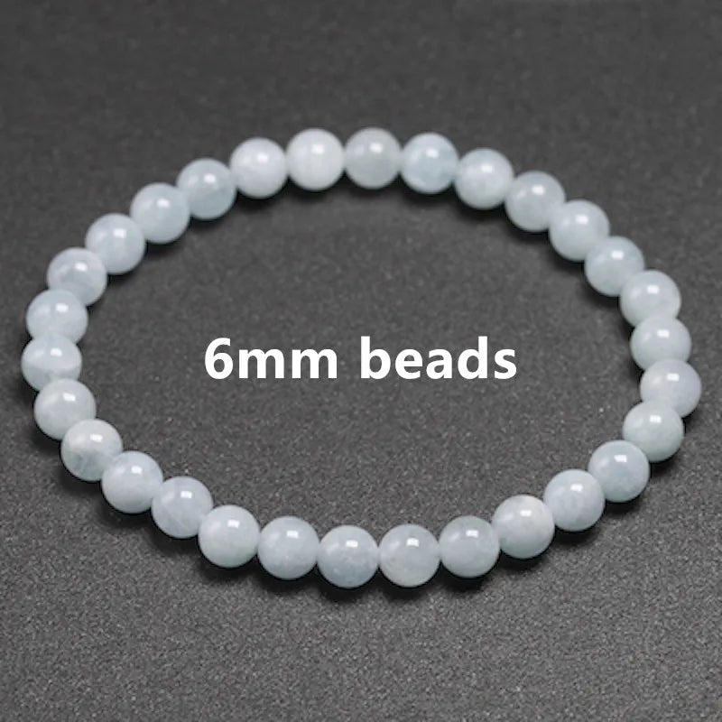 Aquamarine Bracelet 6 8 10mm Beads for Men Women