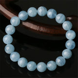 Aquamarine Bracelet 6 8 10mm Beads for Men Women