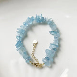 Natural Aquamarine Bracelet Stone Irregular Jewelry For Women