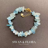 Natural Aquamarine Bracelet Stone Irregular Jewelry For Women