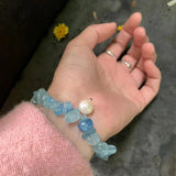 Natural Aquamarine Bracelet Stone Irregular Jewelry