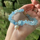 Natural Aquamarine Bracelet Stone Irregular Jewelry