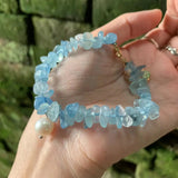 Natural Aquamarine Bracelet Stone Irregular Jewelry