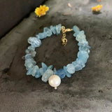 Natural Aquamarine Bracelet Stone Irregular Jewelry