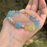 Aquamarine Bracelet Stone Irregular Jewelry