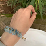 Natural Aquamarine Crystal Bracelet Bangle Lucky Charm Jewelry Gem