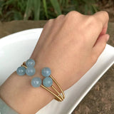 Natural Aquamarine Crystal Bracelet Bangle Gem Lucky Bracelet Charm