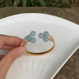 Natural Aquamarine Crystal Bracelet Bangle Gem Lucky Bracelet Charm