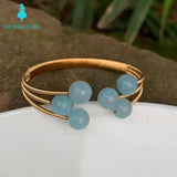 Natural Aquamarine Crystal Bracelet Bangle Gem Lucky Bracelet Charm
