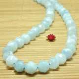 Aquamarine Diamond Faceted Round Loose Beads Gemstone Bracelet Necklace