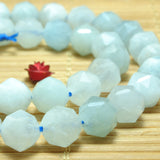Aquamarine Diamond Faceted Round Loose Beads Gemstone Bracelet Necklace