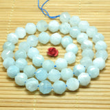 Aquamarine Diamond Faceted Round Loose Beads Gemstone Bracelet Necklace