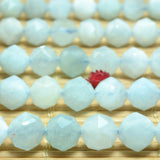 Aquamarine Diamond Faceted Round Loose Beads Gemstone Bracelet Necklace