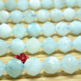 Aquamarine Diamond Faceted Round Loose Beads Gemstone Bracelet Necklace