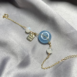 Aquamarine Donut Bracelet 14K Crystal Fine Jewelry