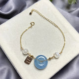 Aquamarine Donut Bracelet 14K Crystal Fine Jewelry