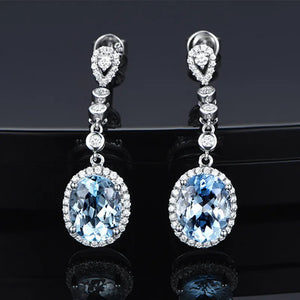 Aquamarine Drop Earrings Silver 925 Delicate Jewelry