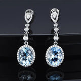 Aquamarine Drop Earrings Silver 925 Delicate Jewelry