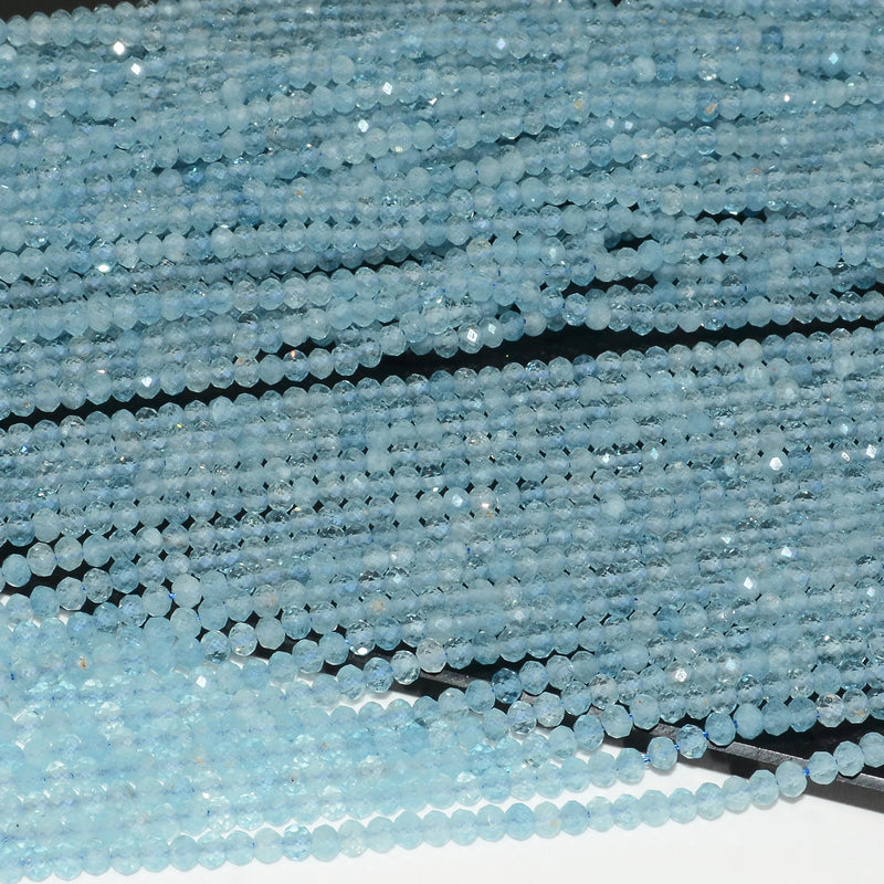 Aquamarine Faceted Rondelle Beads 3.8mm - 2.5mm Thickness