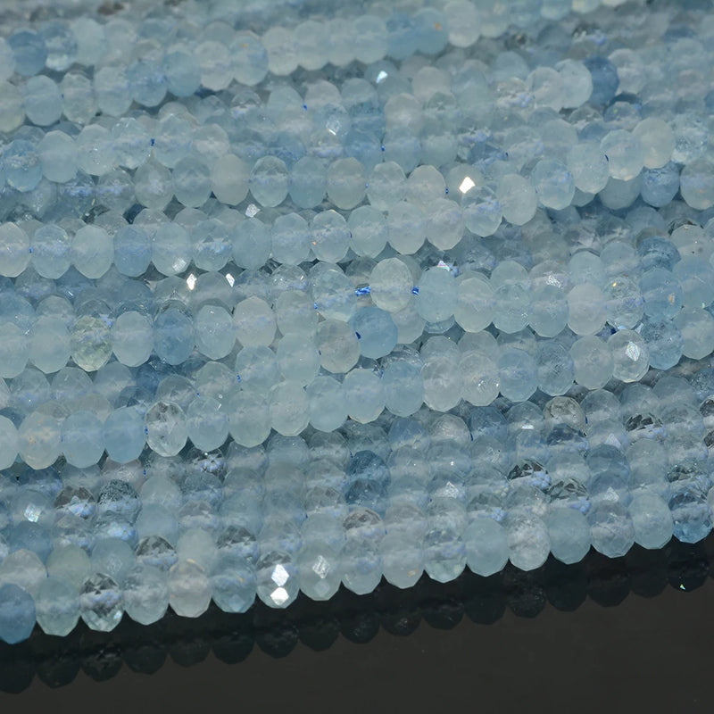 Natural Aquamarine Faceted Rondelle Beads 6.3mm