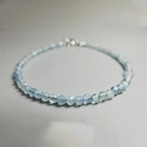 Natural Aquamarine Beaded Anklet Crystal Jewelry Women Gift
