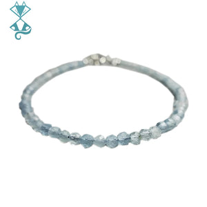 Natural Aquamarine Beaded Anklet Crystal Jewelry Women Gift