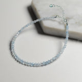 Natural Aquamarine Beaded Anklet Crystal Jewelry Women Gift